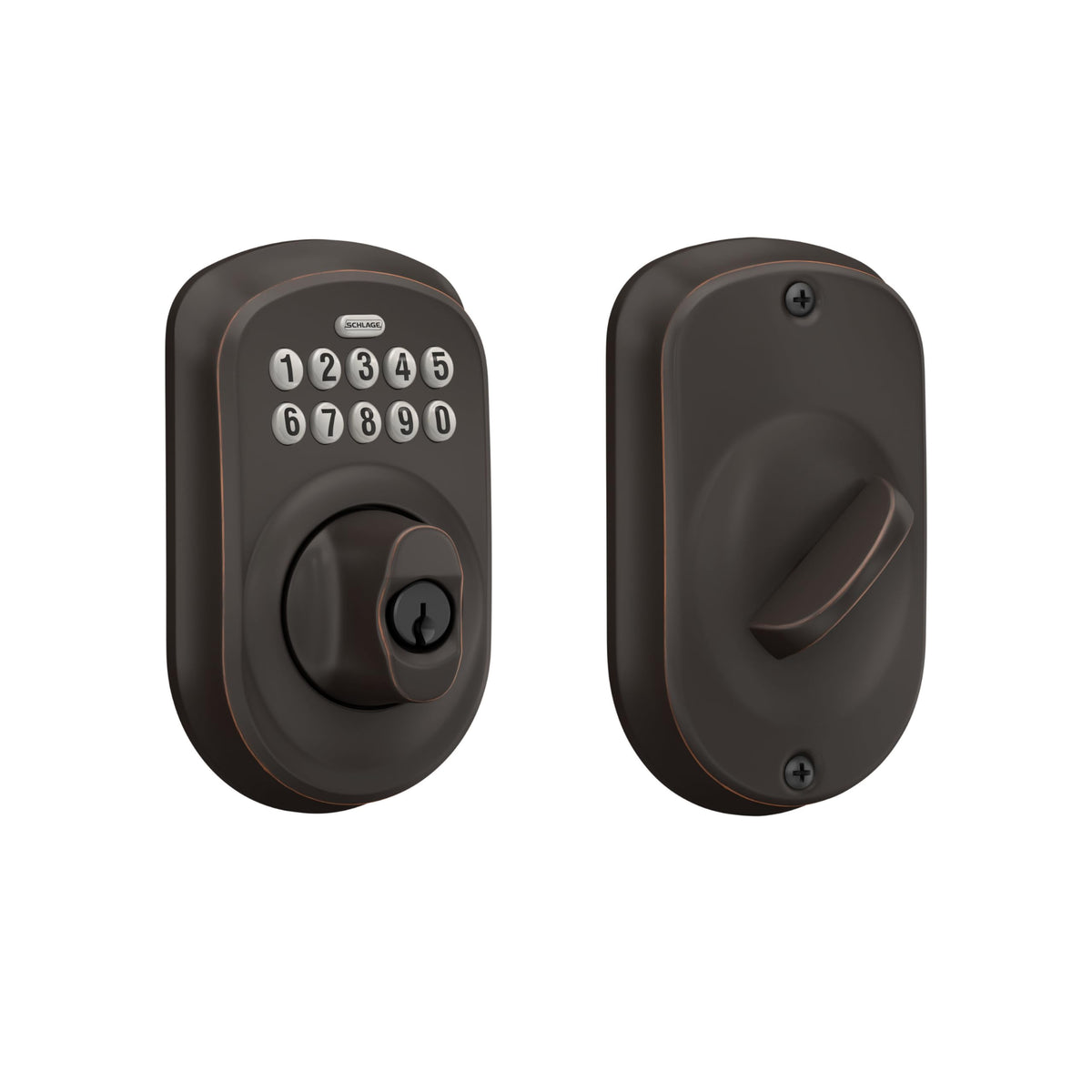 Schlage Electronic Keypad Deadbolt Lock, Camelot Trim, Satin Nickel