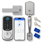DESLOC B200 Fingerprint Smart Lock with 2 Lever Handles Set,Front door lock