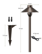 Low Voltage Landscape Lighting 12-Pack, Aluminum 12V Pathway Lights with G4 Bulbs, Waterproof Oil Rubbed Bronze Color Wired Path Lights with Connectors for Walkway Yard Garden