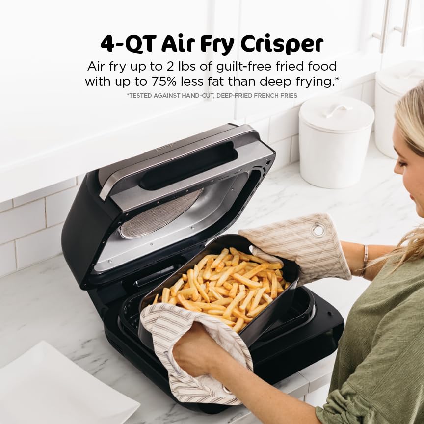 Ninja Foodi Smart 6-in-1 Indoor Grill & Air Fryer, 4 Qt, Black/Grey, FG551