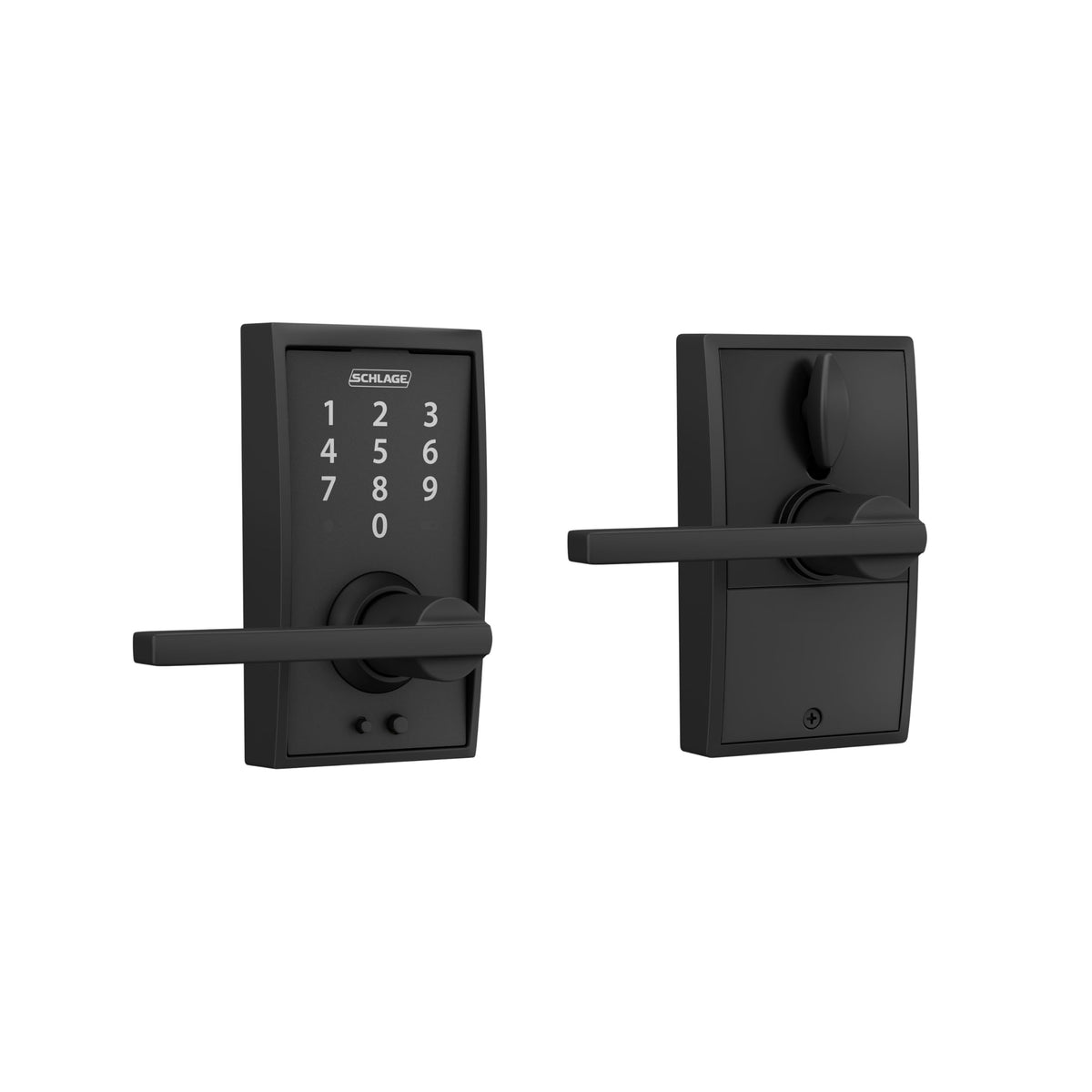 Schlage Touch Electronic Lock, Lever Handle, Century Trim, Matte Black