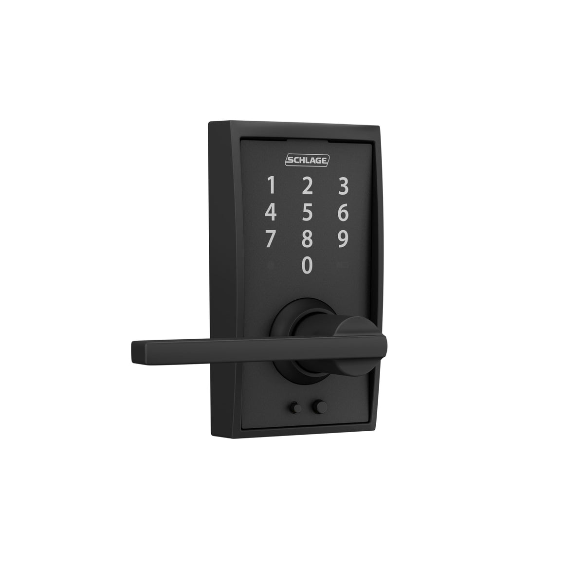 Schlage Touch Electronic Lock, Lever Handle, Century Trim, Matte Black