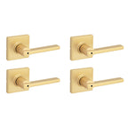 Kwikset Casey Entry Door Handle with Lock and Key, Secure Keyed Reversible Lever Exterior, for Front Entrance and Bedrooms, Matte Black, 4 Pack, Pick Resistant SmartKey Rekey Security and Microban