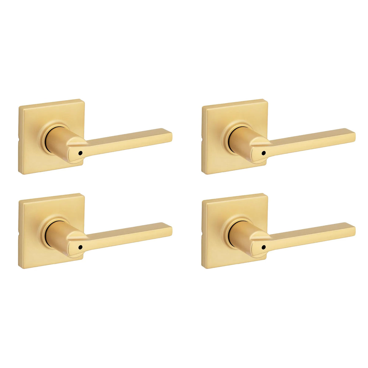 Kwikset Casey Entry Door Handle with Lock and Key, Secure Keyed Reversible Lever Exterior, for Front Entrance and Bedrooms, Matte Black, 4 Pack, Pick Resistant SmartKey Rekey Security and Microban