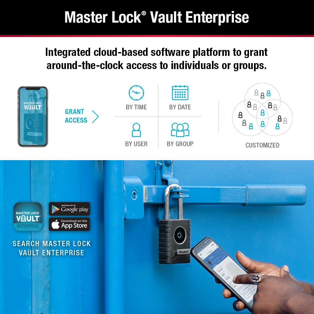 Master Lock Bluetooth Smart Padlock Outdoor Smart Lock Black 4401LHEC
