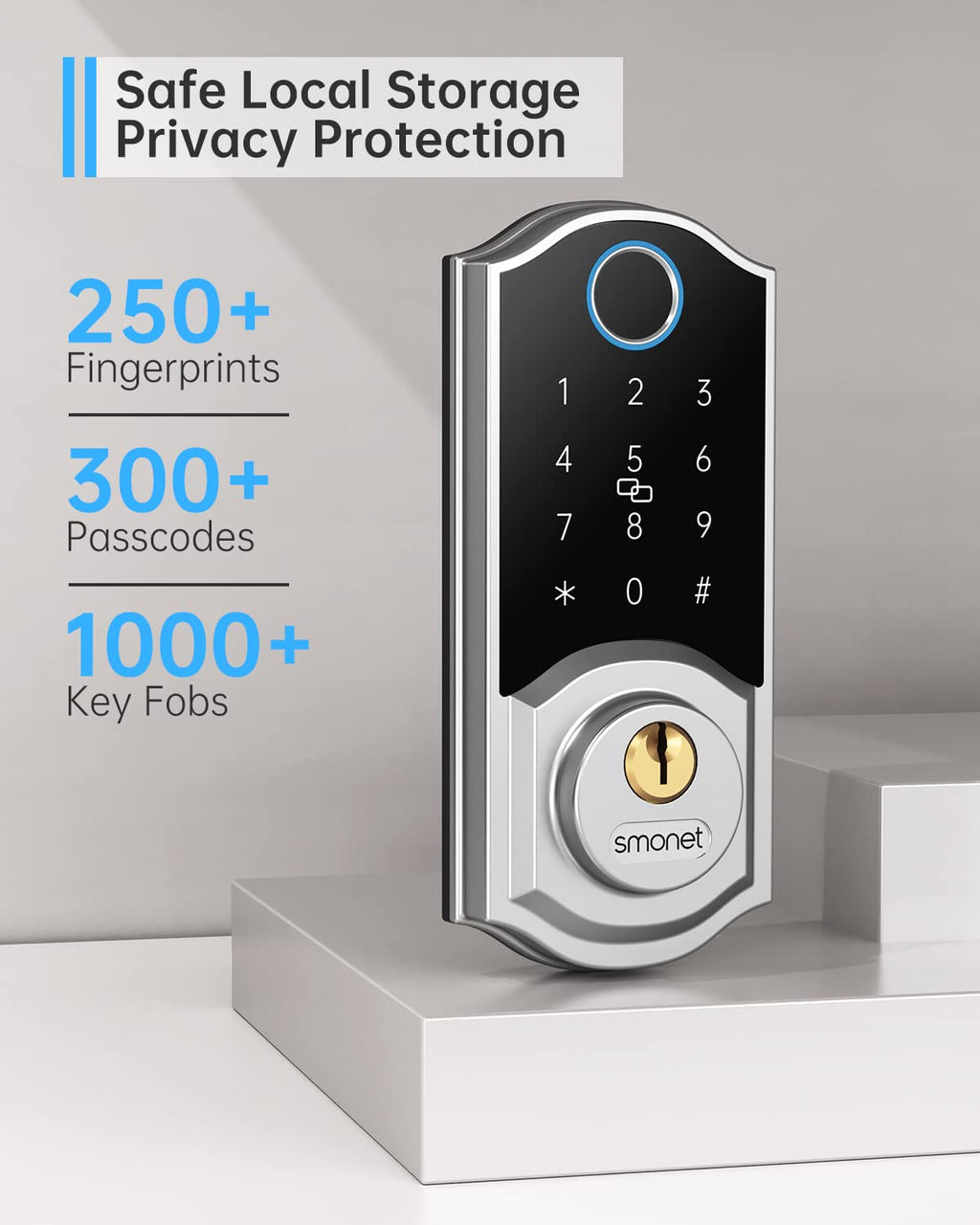 SMONET Front Door Lock Set, Smart Lock with Handle, Keyless Entry
