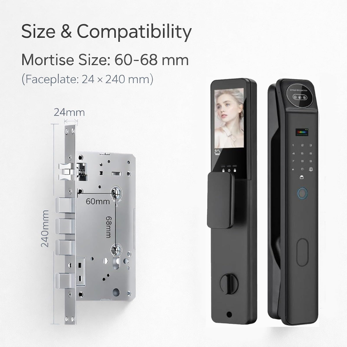 3D Face Recognition Smart Door Lock with Video Intercom, Biometric Palm Vein & Fingerprint Keyless Entry, 1080P HD Camera, Tuya App Control, Alexa Compatible, IP65 Waterproof, 5 Ways to Unlock