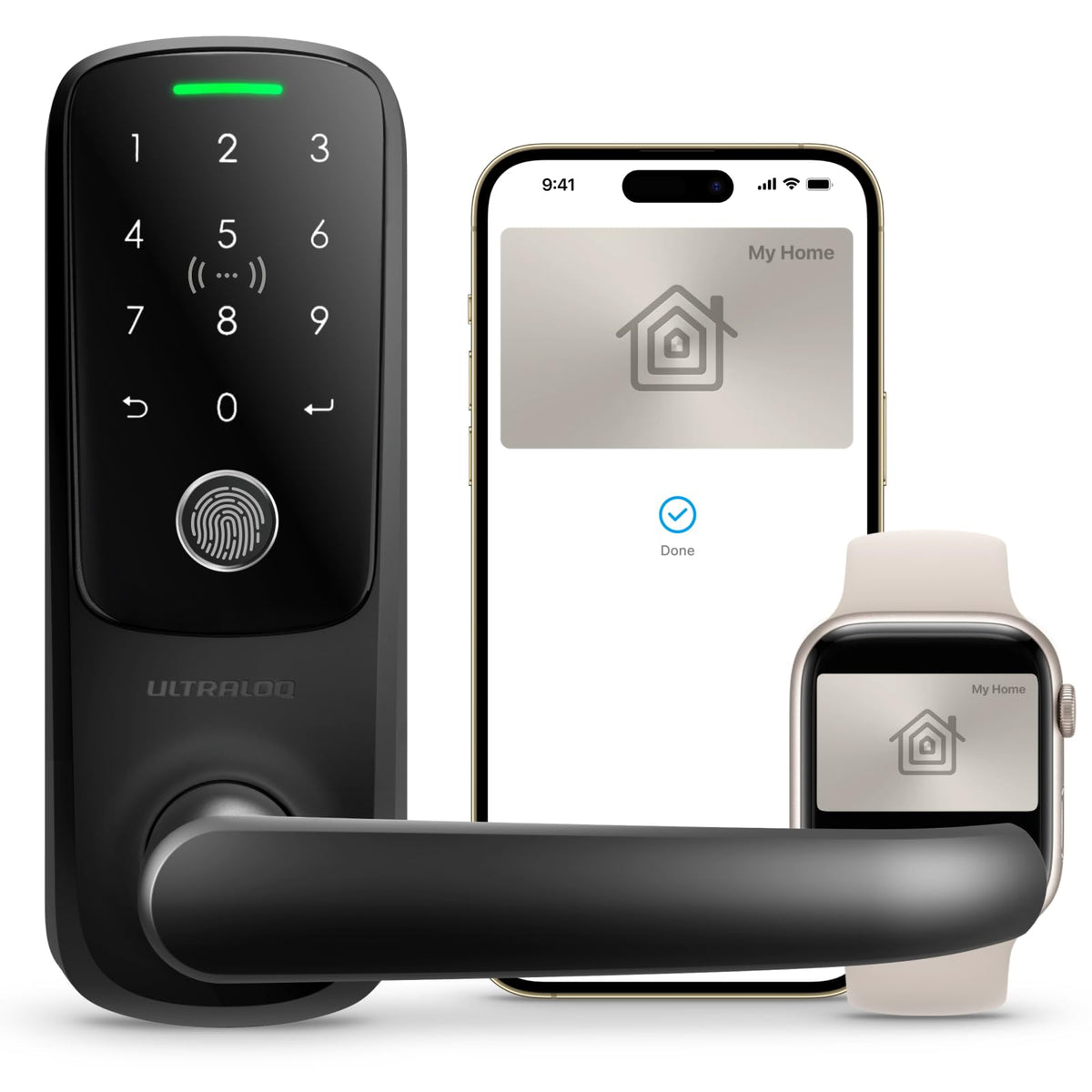 ULTRALOQ Latch 5 Pro WiFi Smart Lever Lock, Supports Apple Home Key, Matter