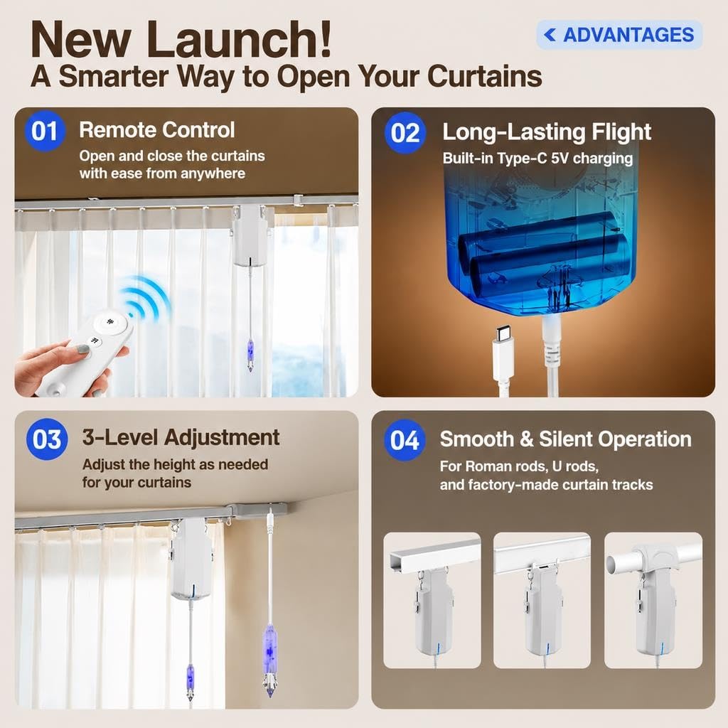 Smart Curtain Motor Slide-Out Remote Opener