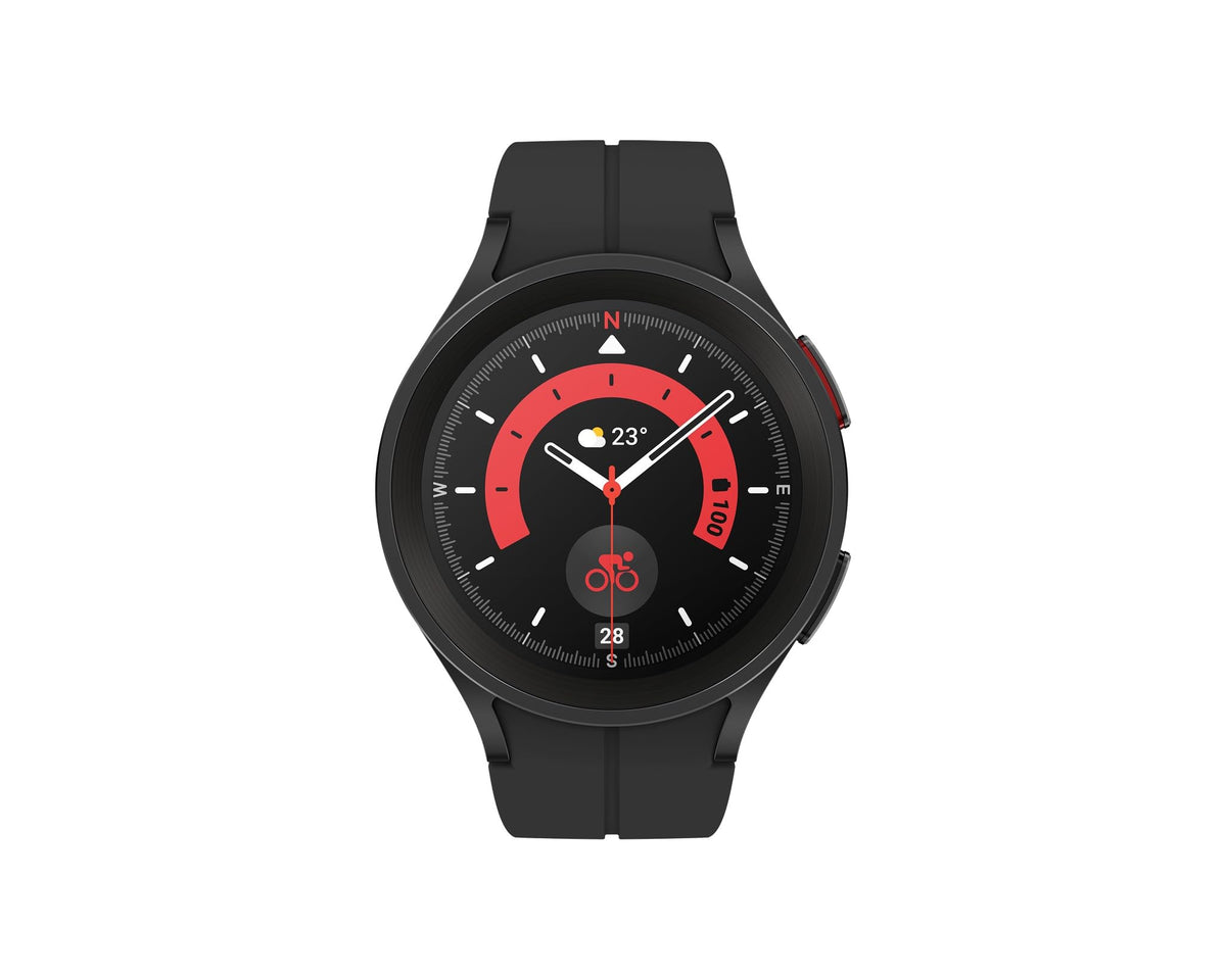 SAMSUNG Galaxy Watch 5 Pro (45mm,WIFI + 4G LTE) 1.4'' Super AMOLED Smartwatch GPS Bluetooth with Sleep Coaching,Bioactive Sensor,Water Resistant R925U (Fast Charger Bundle,Black Titanium) (Renewed)