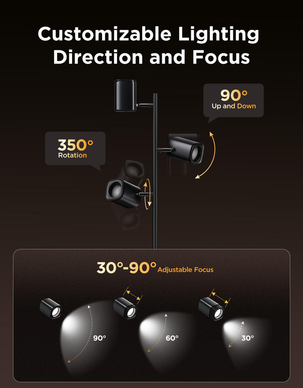 Govee Tree Floor Lamp with 3 Rotatable Lights, Compatible with Matter
