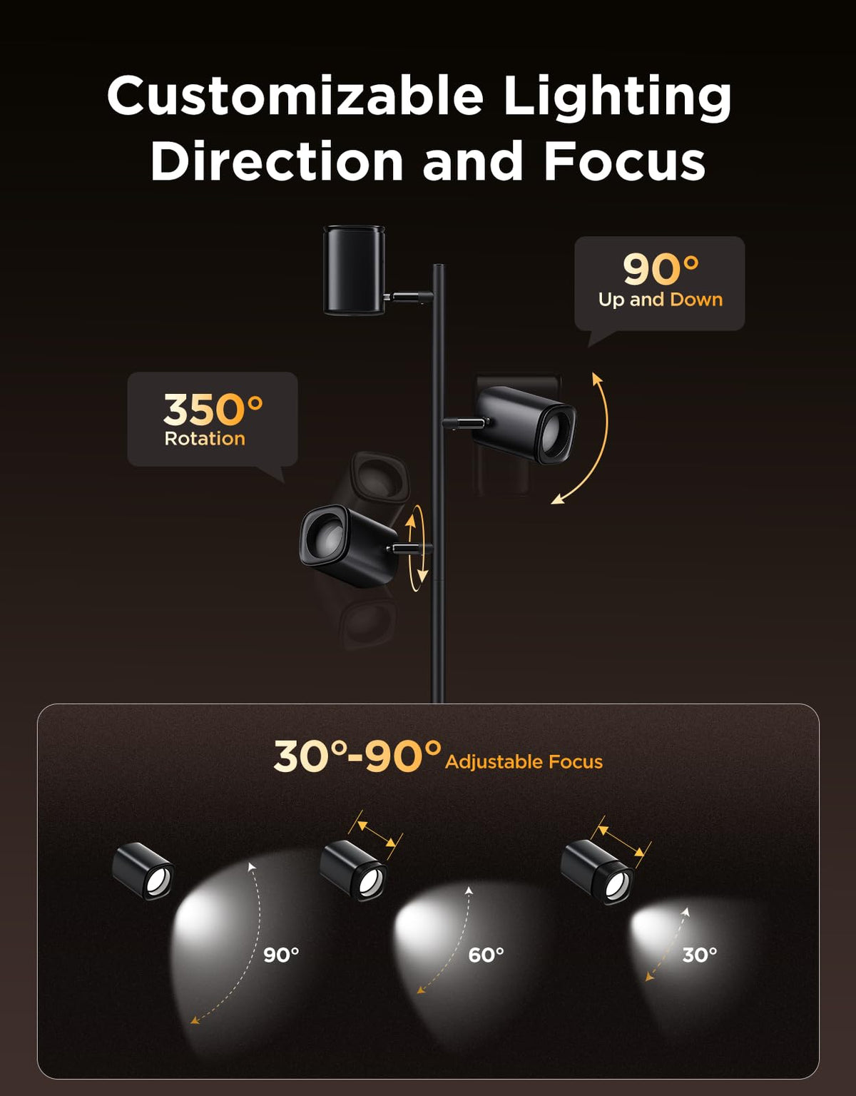 Govee Tree Floor Lamp with 3 Rotatable Lights, Compatible with Matter