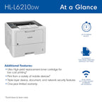 Brother Laser Printer, Monochrome Duplex Wireless Printer, HL-6210DW