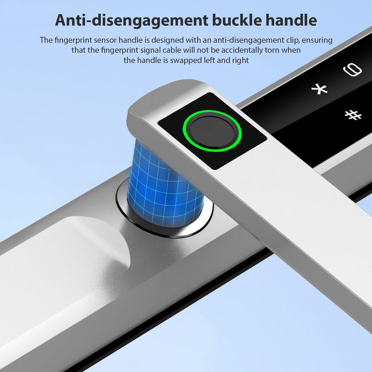 Fingerprint Smart Lock, Keyless Entry Door Lock with Handle, TY APP Fingerprint Password Card Mechanical Key 5 Unlocking Methods Aluminum Alloy Door for 40-120mm Thickness (Silver)