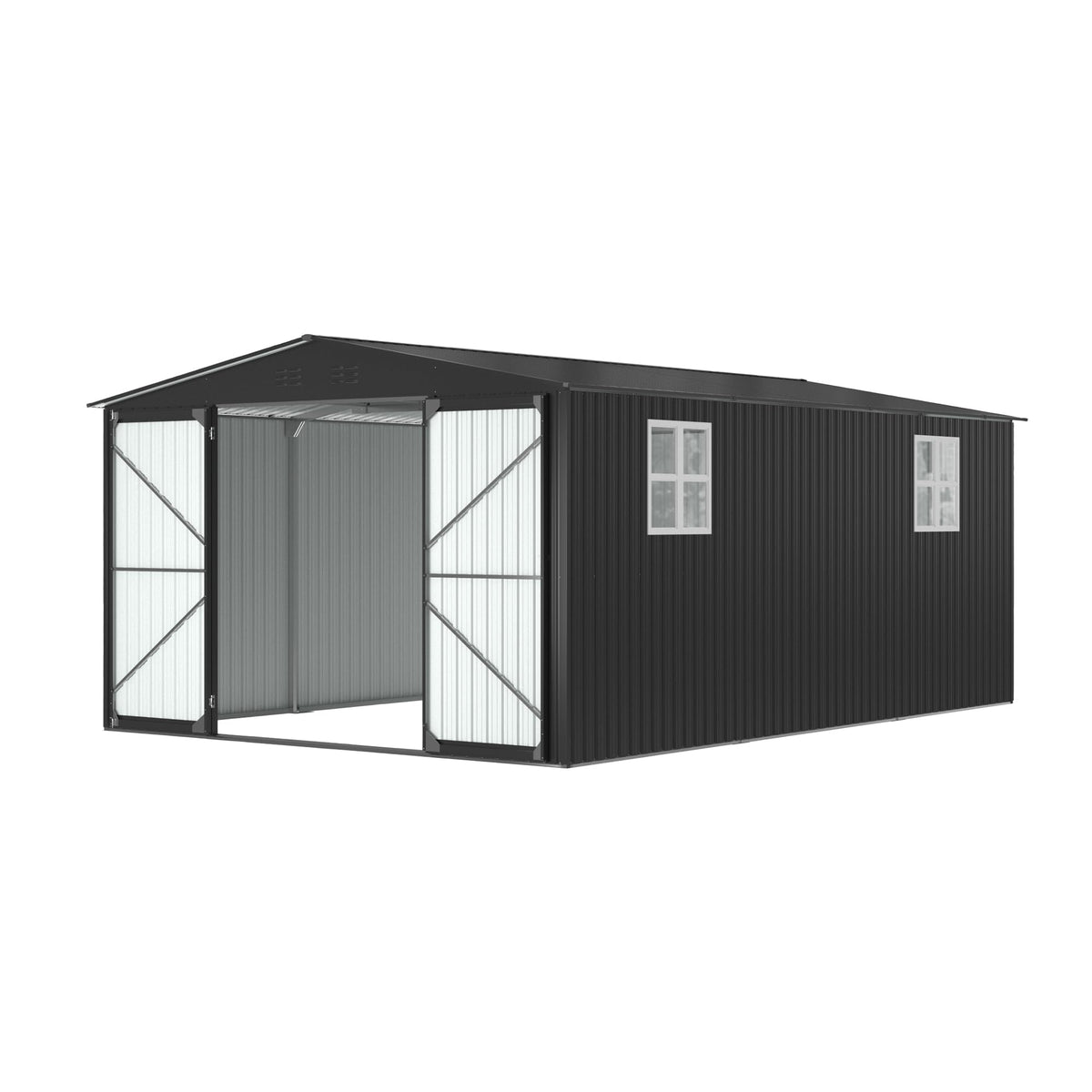 MNLR 12x18 FT Large Metal Outdoor Storage Shed with 2 Windows