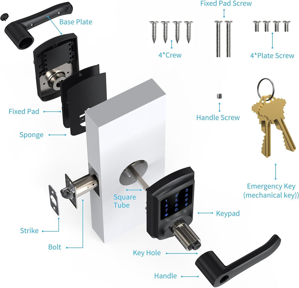 Keypad Keyless Entry Door Lock with Handle Smart Digital Deadbolts 4 Pack