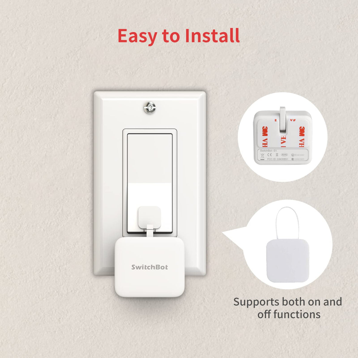 Switchbot Smart Switch Button Pusher (Bluetooth) – Fingerbot for Rocker Switch/One-Way Buttons with Remote and hub 3, App Timer Control, No Wiring, Optional Hub Required for Voice/Remote, White