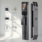 3D Face Recognition Smart Door Lock – Fully Automatic Biometric Fingerprint Lock with Facial Scan, APP Control, Keypad & Key Entry | Aluminum Alloy Digital Front Door Lock for Home, Office & Apartment