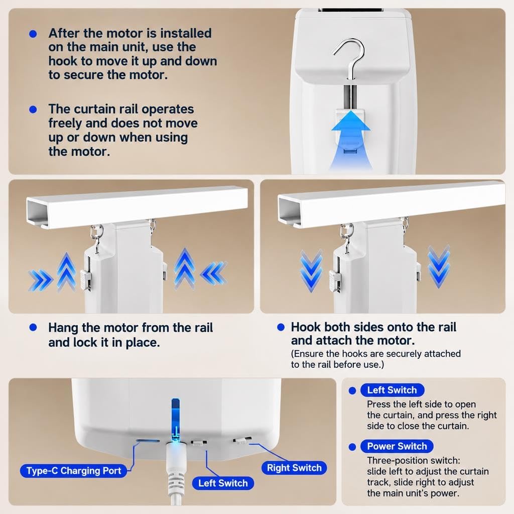 Smart Curtain Motor Slide-Out Remote Opener