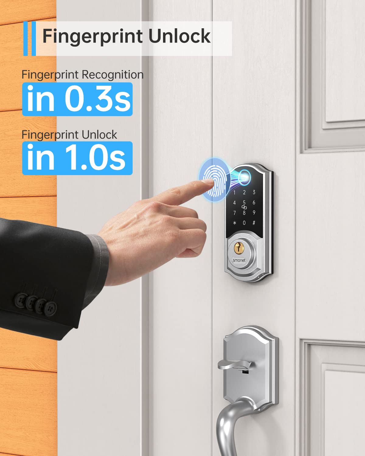 SMONET Front Door Lock Set, Smart Lock with Handle, Keyless Entry