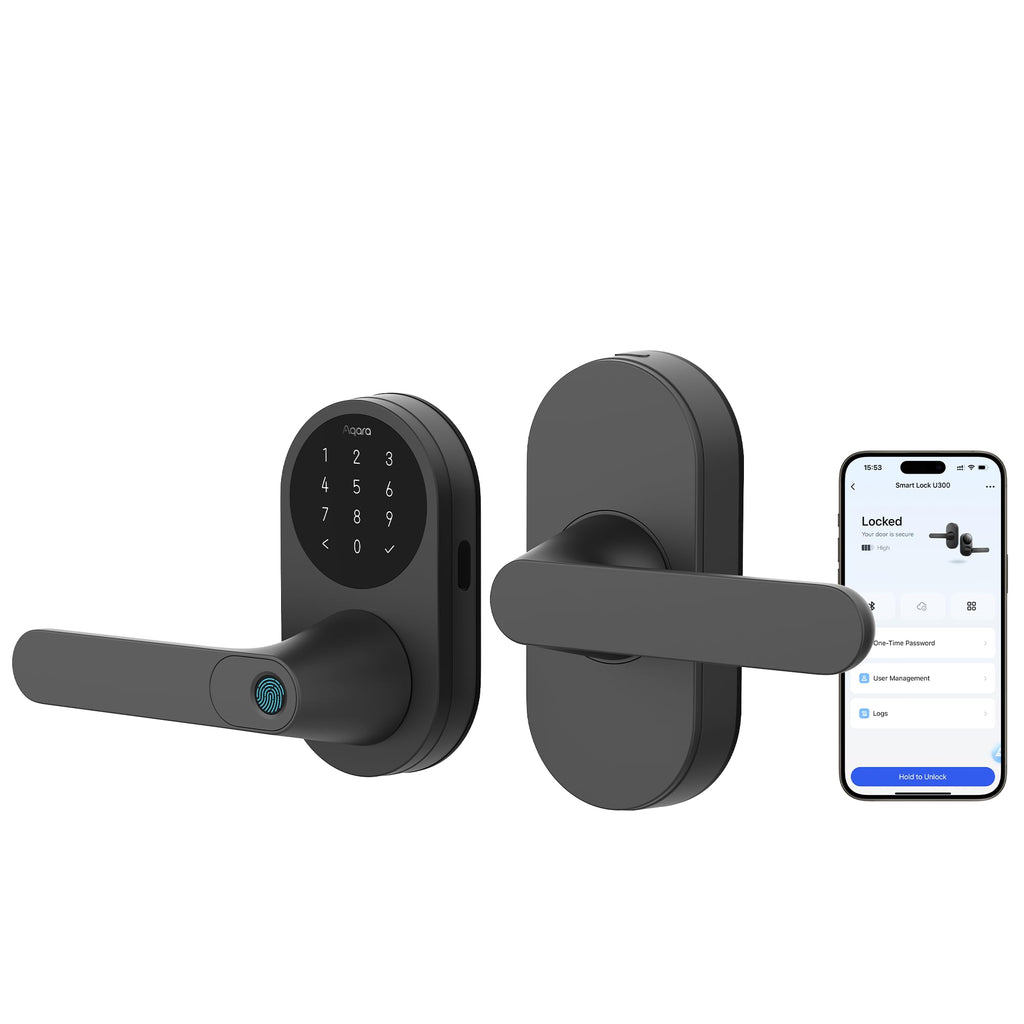 Aqara Smart Lock with Handle U300, Apple Home Key, Smart Lever Lock, Black