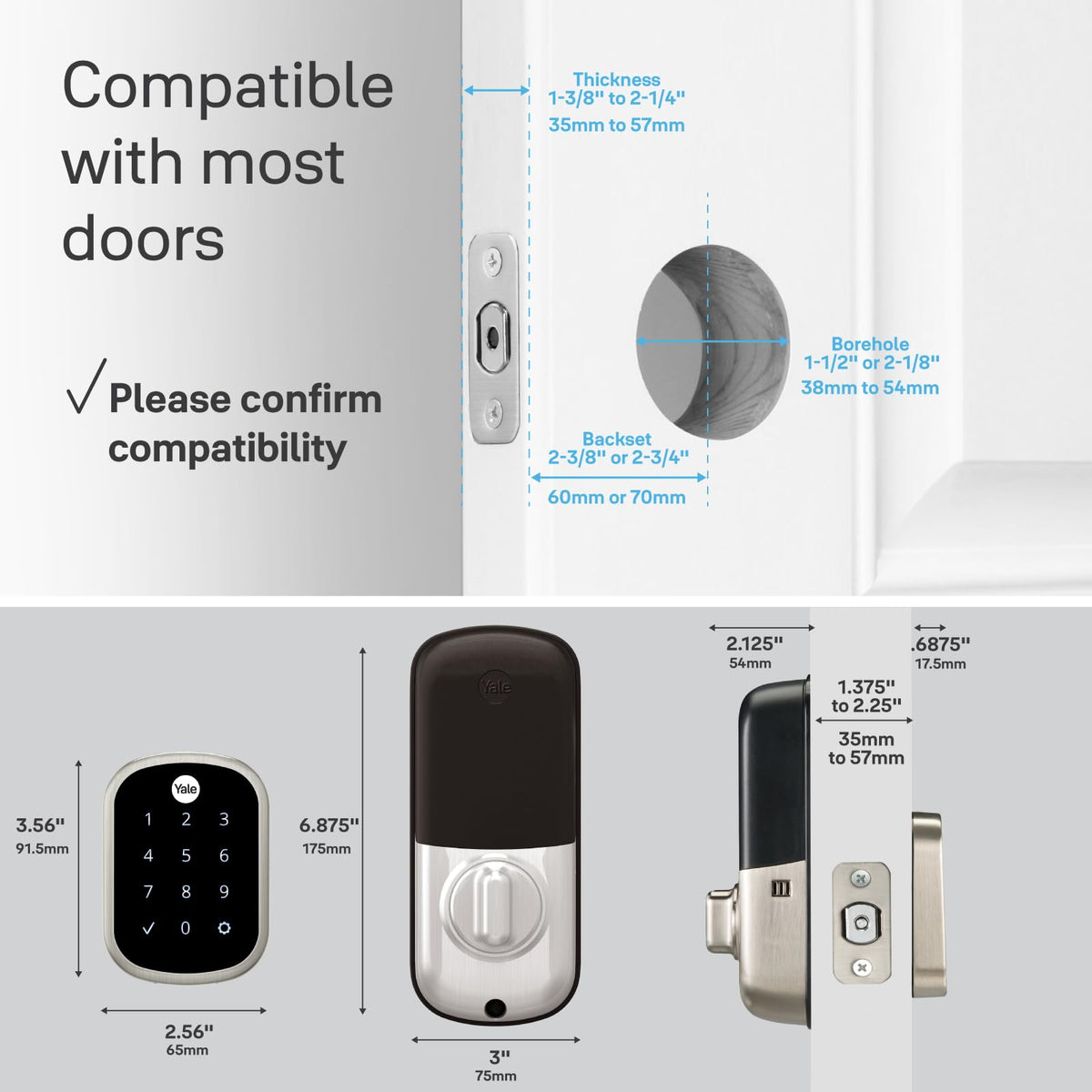 Yale Key Free Touchscreen Deadbolt - Black Suede, YRD157-NR-BSP