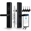 Smart Door Lock with Handle – Keyless Entry Deadbolt with Fingerprint, Touchscreen Keypad, Tuya App Control, Passcode & Key, Doorbell, Auto Lock Electronic Front Door Lock for Home Security, Black