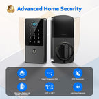 Smart Door Lock Deadbolt, Keyless Entry Door Lock with Fingerprint & Keypad,App Control,Auto Lock,Secure Electronic Digital Lock for Front Door Home Apartment Rental,Easy Installation,Matte Black