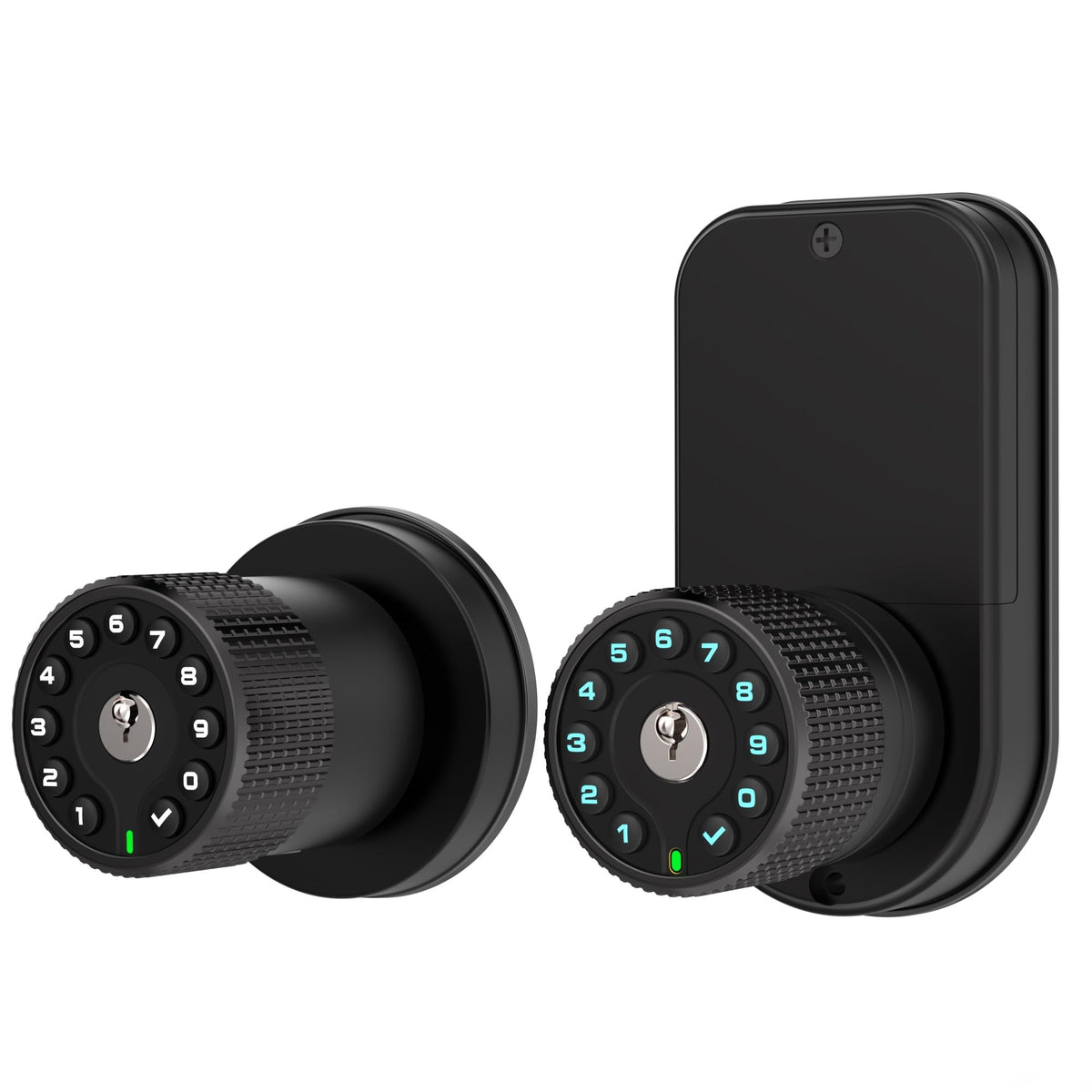 Keypad Door Knob with Key,Keyless Entry Door Lock, Code Locks Door Knob, Auto Lock,50 User Code,Easy to Install,for Home,Office,Bedroom,Garage,No Deadbolt, YJ22-BK, Double Sided Matte Black