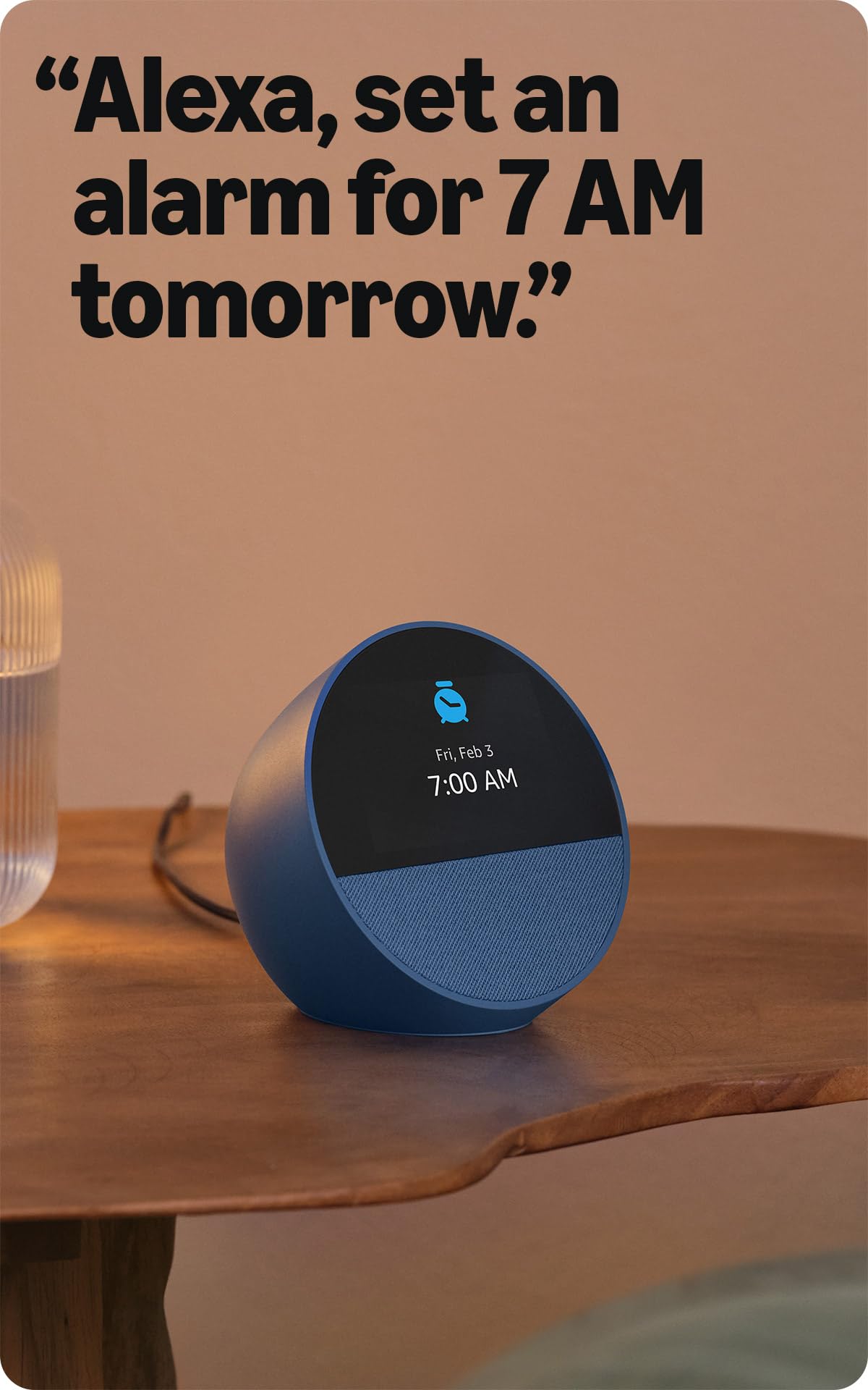 Amazon Echo Spot, Great for nightstands, offices and kitchens, Smart alarm clock, Designed for Alexa+, Black