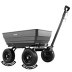 VEVOR 1500lbs Poly Garden Dump Cart Wheelbarrow Wagon with 2 in 1 Convertible Handle, Heavy Duty Yard Cart Wagon for with 13in All Terrain Wheels, Dump Trailer Tow Behind for Lawn Mower Tractor