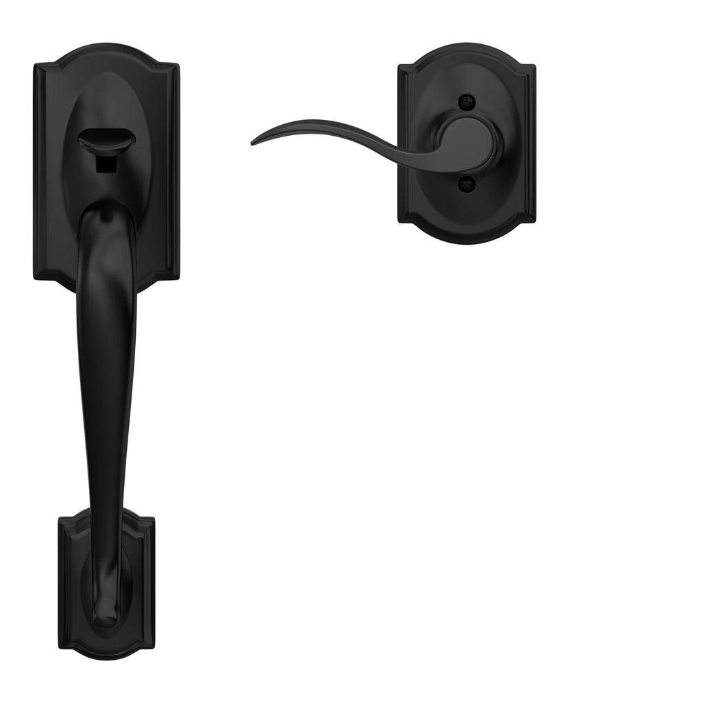 SCHLAGE Camelot Entry Handleset, Right Hand Accent Lever, Matte Black