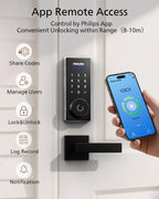 Philips Fingerprint Smart Lock, Keyless Entry Door Lock, Smart Door Locks for Front Door, Keypad Deadbolt, APP Control, 9-Month Long Battery