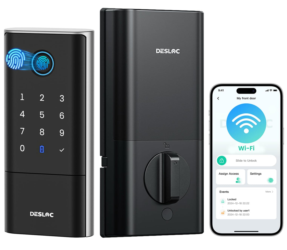 DESLOC Fingerprint WiFi Smart Lock, K120 Keypad Deadbolt Up to 16 Months