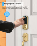 SMONET Smart Lock Brass Fingerprint Deadbolt, Keyless Entry Door Lock
