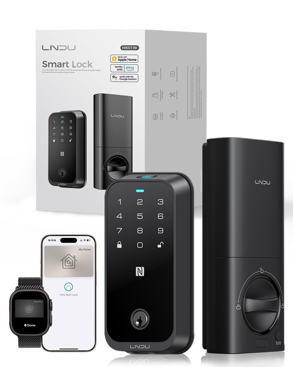 WiFi Smart Lock HomeKey Keyless Entry Door Lock Fingerprint Deadbolt