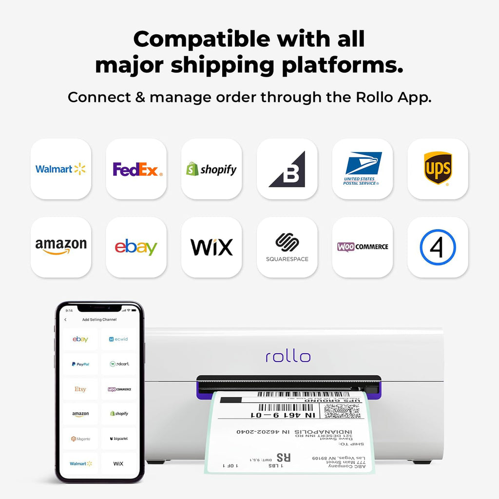 Rollo Wireless Shipping Label Printer - Wi-Fi 4x6 Thermal Label Printer