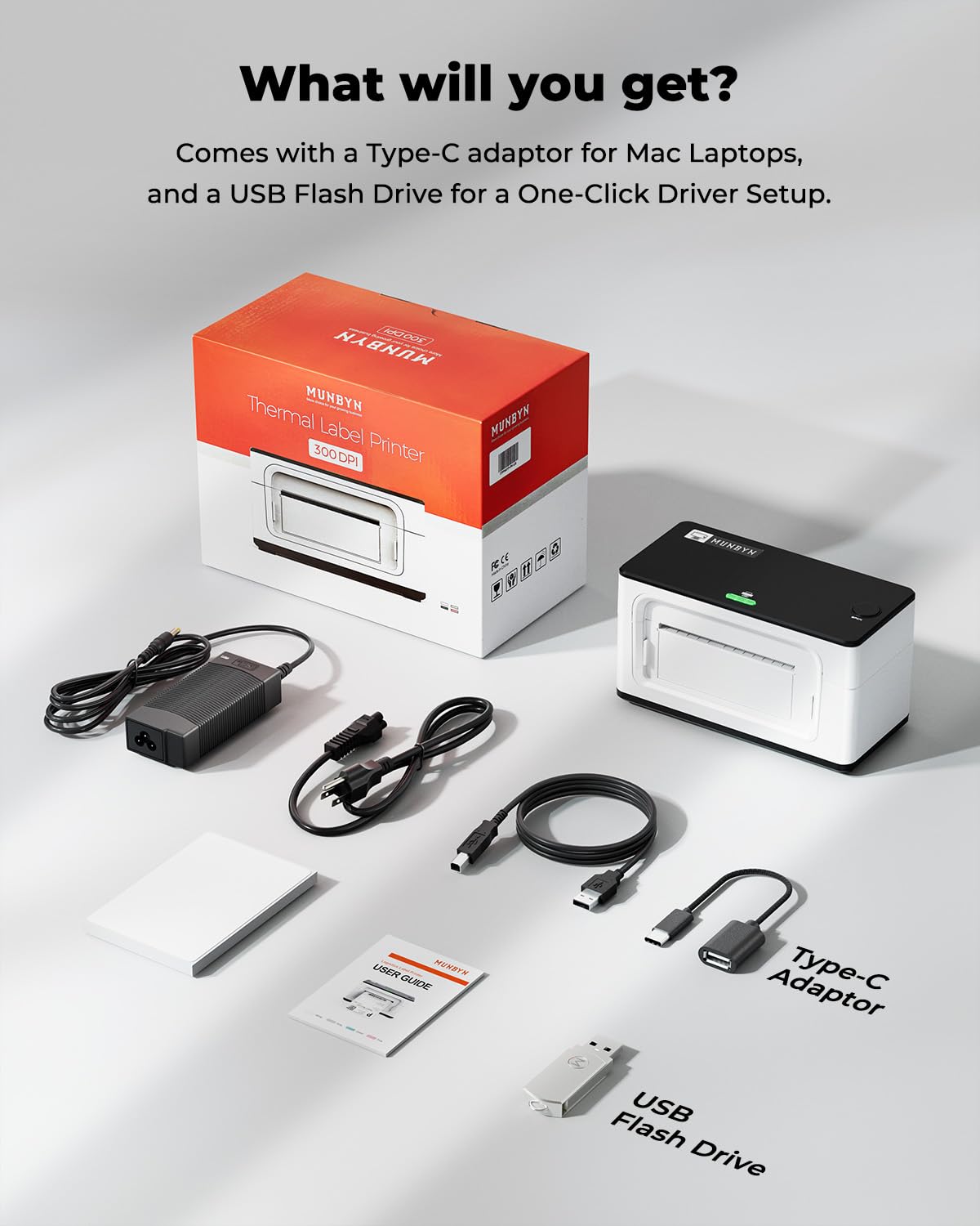 MUNBYN Bluetooth Thermal Label Printer 941BP, 300DPI Wireless 4x6 Shipping