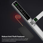 Fingerprint Smart Lock, Keyless Entry Door Lock with Handle, TY APP Fingerprint Password Card Mechanical Key 5 Unlocking Methods Aluminum Alloy Door for 40-120mm Thickness (Silver)