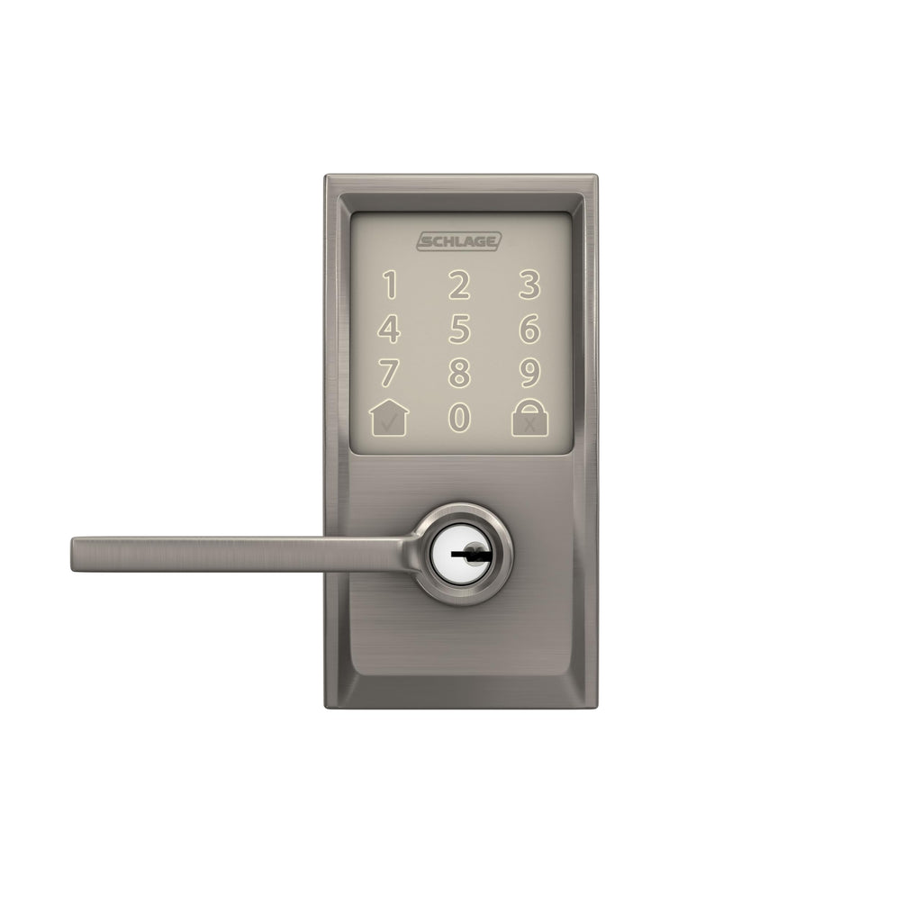 Schlage Encode Smart WiFi Lock, Lever Handle, Camelot Trim, Satin Nickel