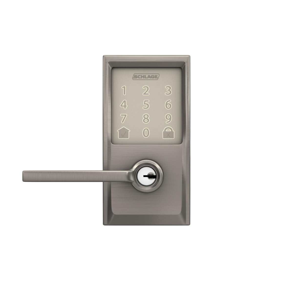 Schlage Encode Smart WiFi Lock, Lever Handle, Camelot Trim, Satin Nickel