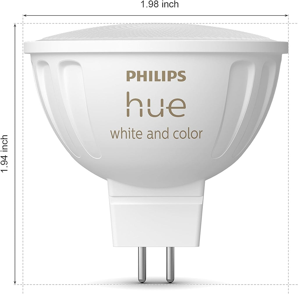 Philips Hue MR16 Smart LED Bulb 2-Pack, White and Color Ambiance, 30-Watt Equivalent, 2200-6500K