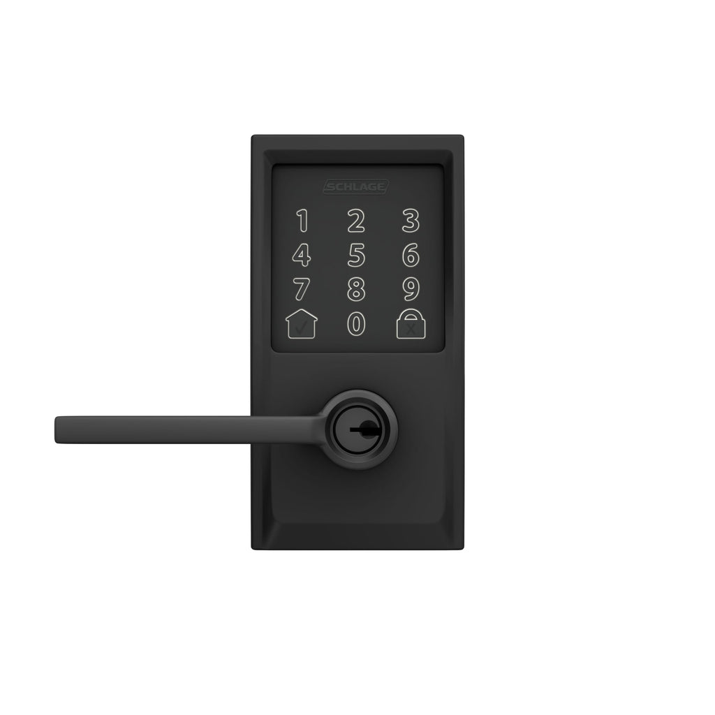 Schlage Encode Smart WiFi Lock, Lever Handle, Century Trim, Matte Black