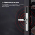 Fingerprint Smart Lock, Keyless Entry Door Lock with Handle, TY APP Fingerprint Password Card Mechanical Key 5 Unlocking Methods Aluminum Alloy Door for 40-120mm Thickness (Silver)