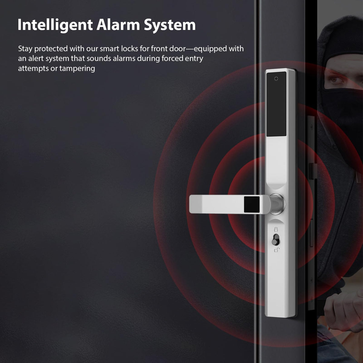 Fingerprint Smart Lock, Keyless Entry Door Lock with Handle, TY APP Fingerprint Password Card Mechanical Key 5 Unlocking Methods Aluminum Alloy Door for 40-120mm Thickness (Silver)