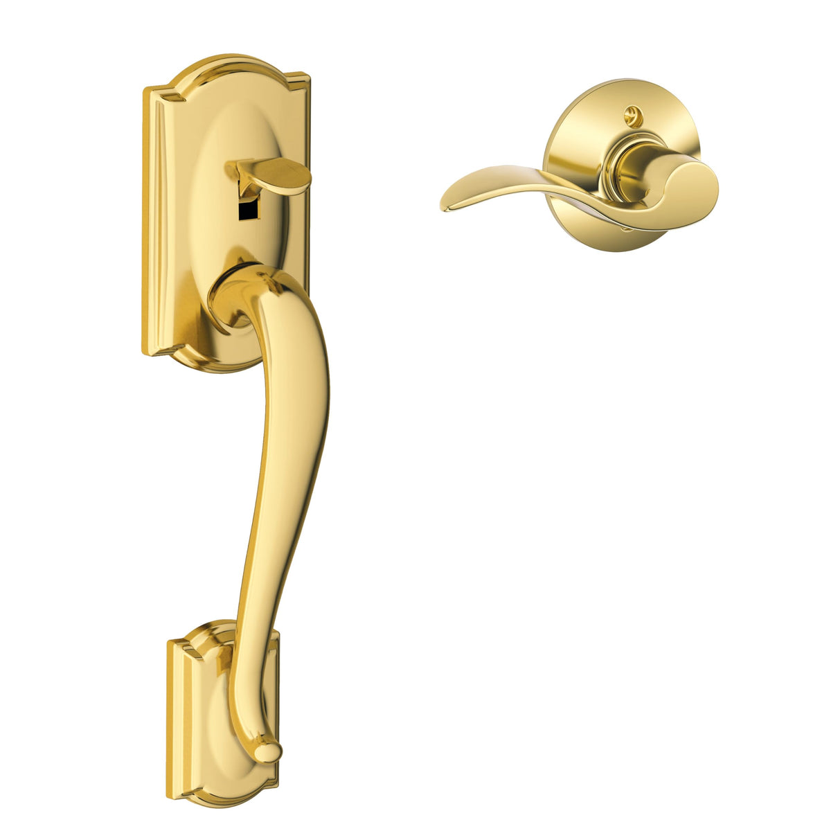 SCHLAGE Camelot Entry Handleset, Right Hand Accent Lever, Aged Bronze