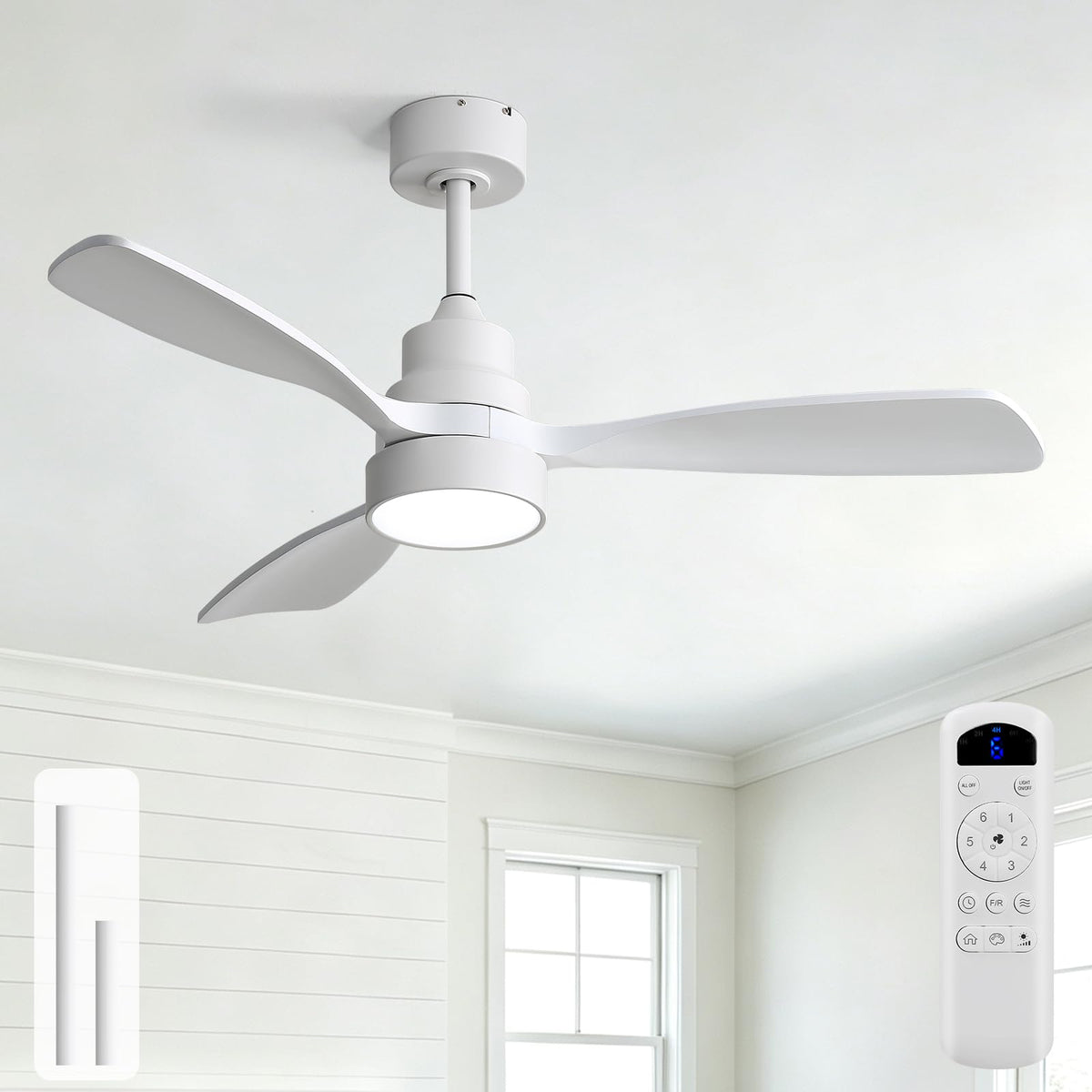 Sofucor 48 Inch Smart Wood Ceiling Fans with Lights, Flush/Downrod Mount