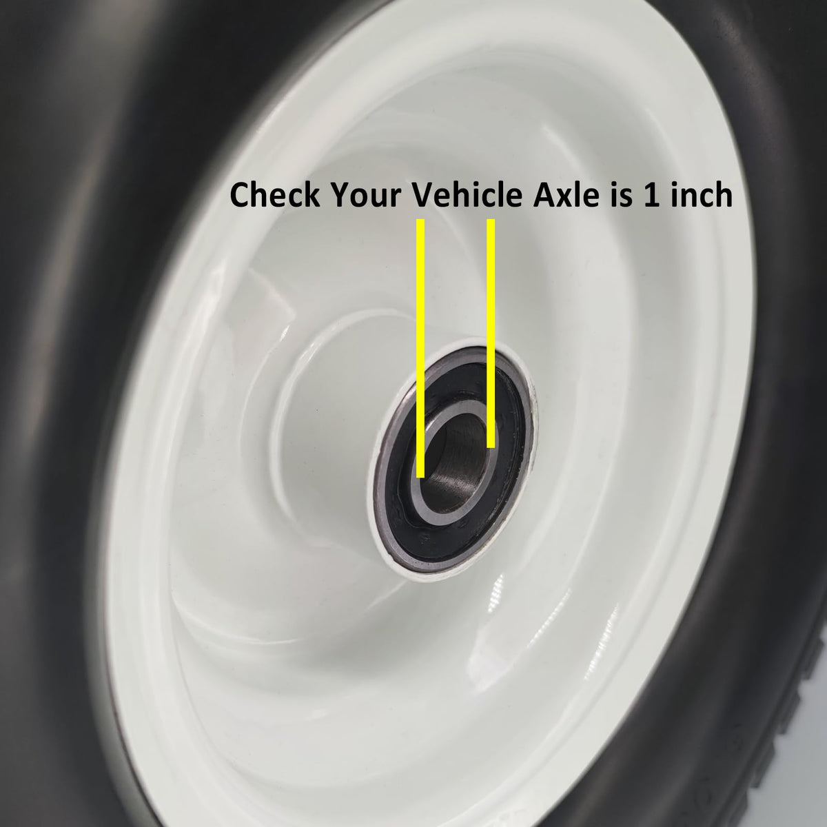 Flat Free Tire 15x6.00-6 with 1 & 3/4" Axle, 3” Center Hub 15x6x6 Lawn Mower Tire and Wheel for Lawn Tractor Front Tire Assembly Replacement Lawn & Garden Riding Mower, Set of 2