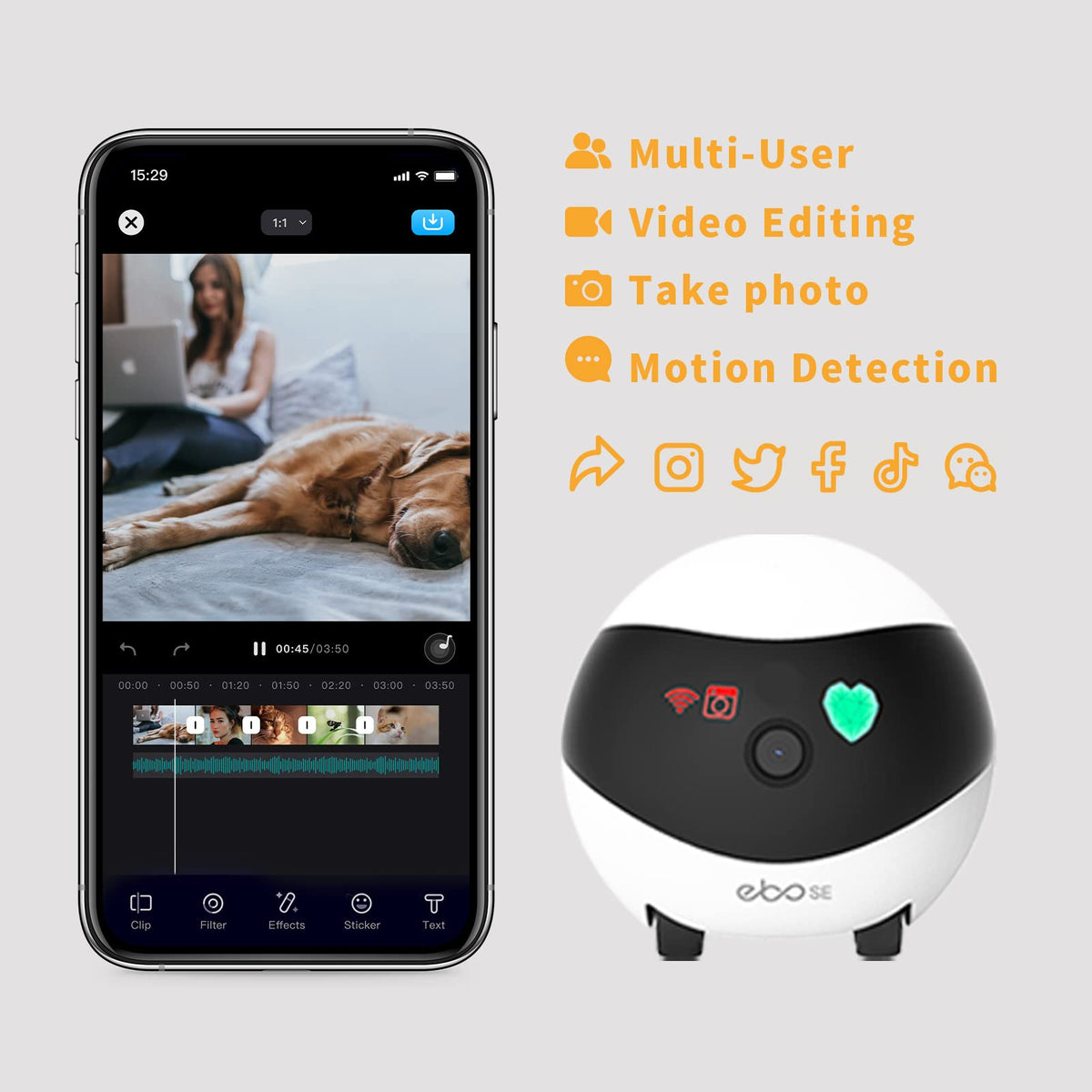 Enabot EBO SE Home Robot Camera: Mobile Pet Companion with 1080p Camera