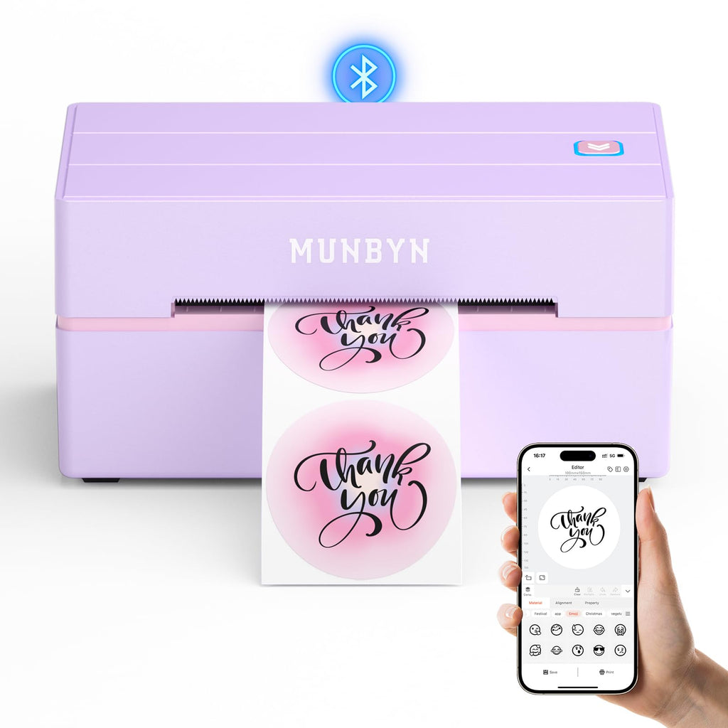 MUNBYN Bluetooth Thermal Label Printer, Wireless 4x6 Shipping Label Printer